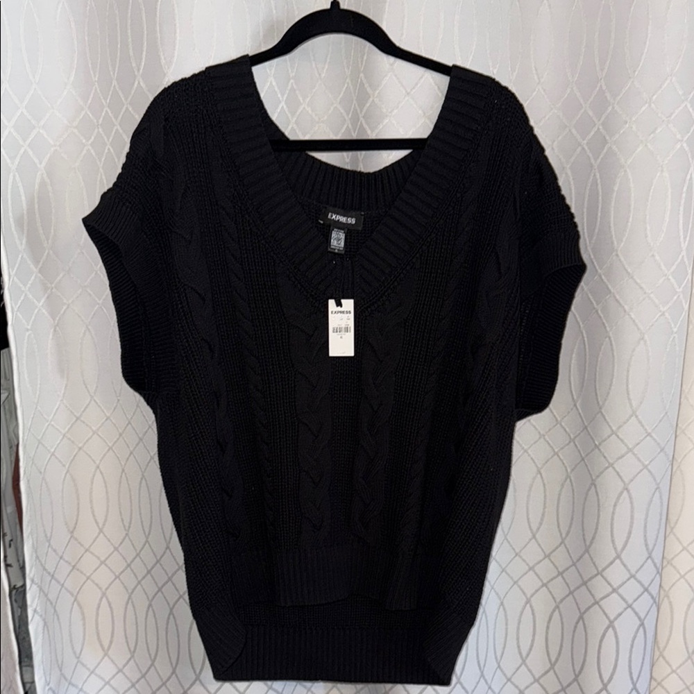 Express Black V-Neck Sweater Relaxed Fit
